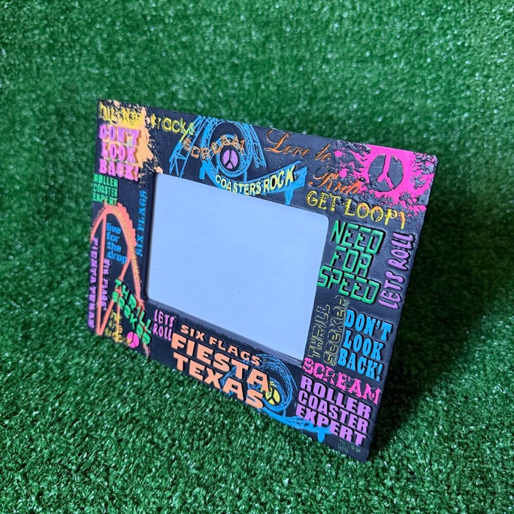 Six Flags Fiesta Texas Roller Coaster Expert Souvenir Resin Photo Picture Frame